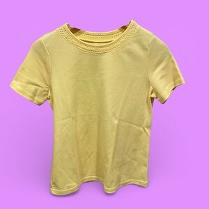 Cute crochet collar buttercup yellow cotton blend top classic basics pastel